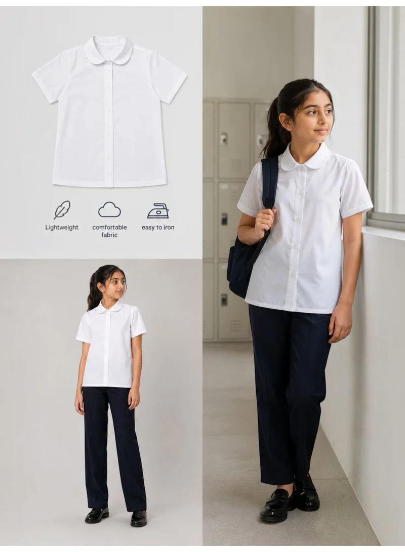 Victor And Jane WHITE White Senior Girls Short Sleeve Collared Shirt for Women | Best Price UAE