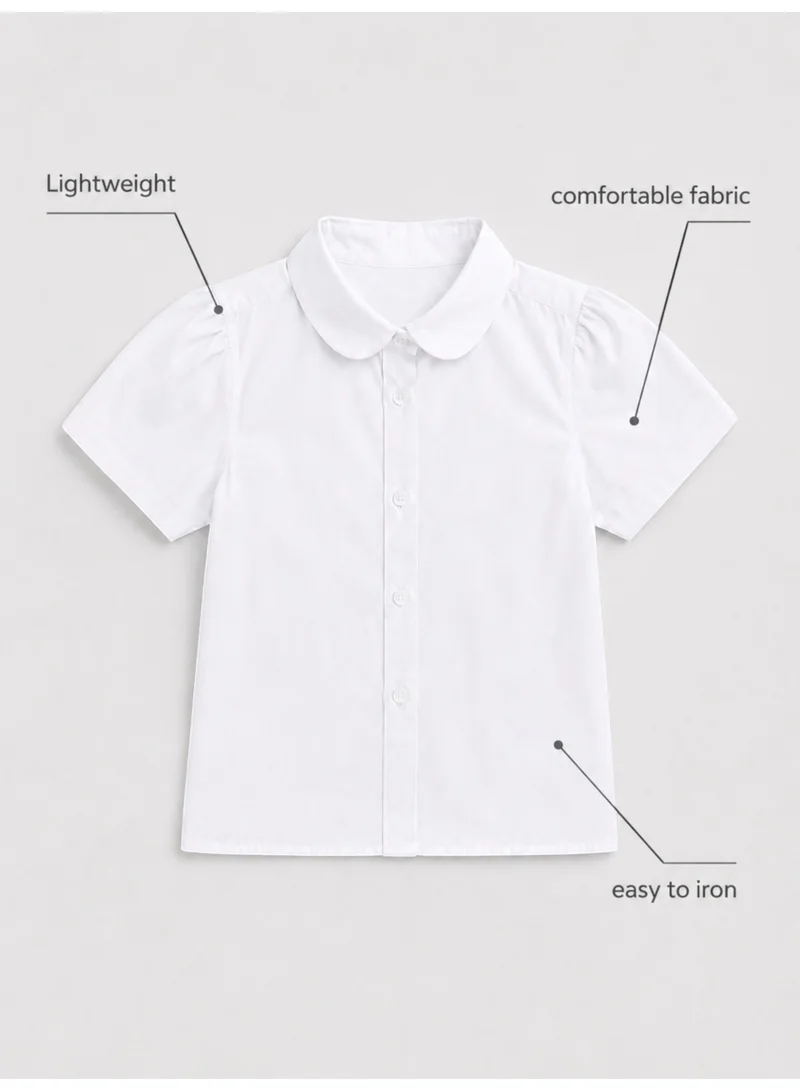 Victor And Jane WHITE White Senior Girls Short Sleeve Collared Shirt for Women | Best Price UAE