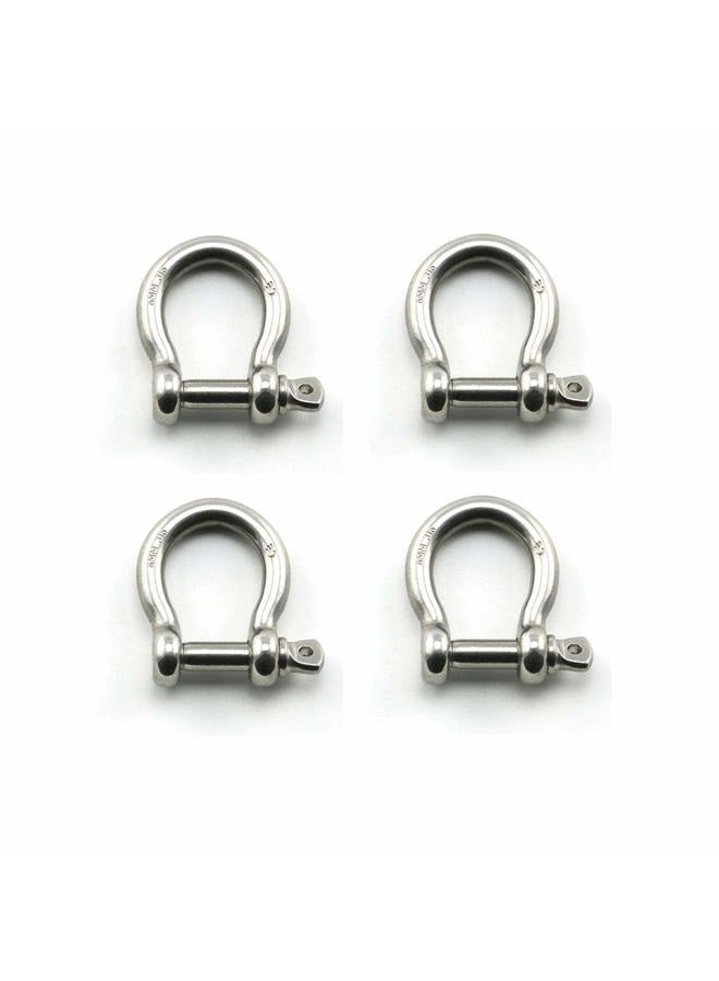 Heyous 4pcs 1/4 Inch 6mm Screw Pin Anchor Shackle Stainless Steel Heavy Duty Bow Shape Load Clamp for Chains Wirerope Lifting Paracord Outdoor Camping Survival Rope Bracelets - Image 1