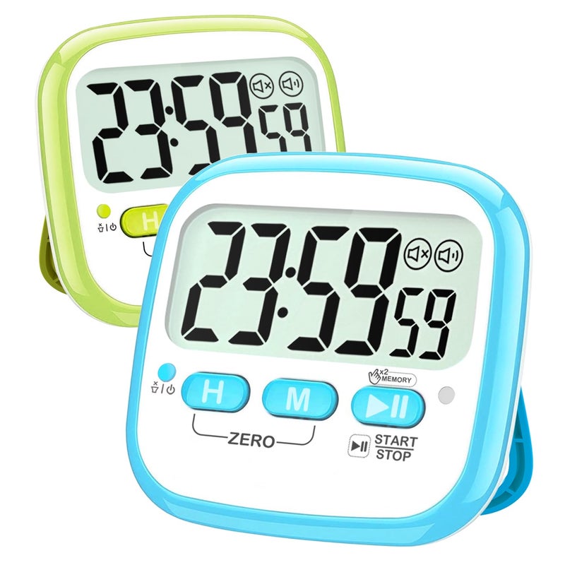 Antonki 2 Pack Classroom Timers for Kids Teachers Magnetic Countdown Digital Kitchen Timer for Cooking Study Exercise Games Time Mangement LoudSilent Mode Battery Included