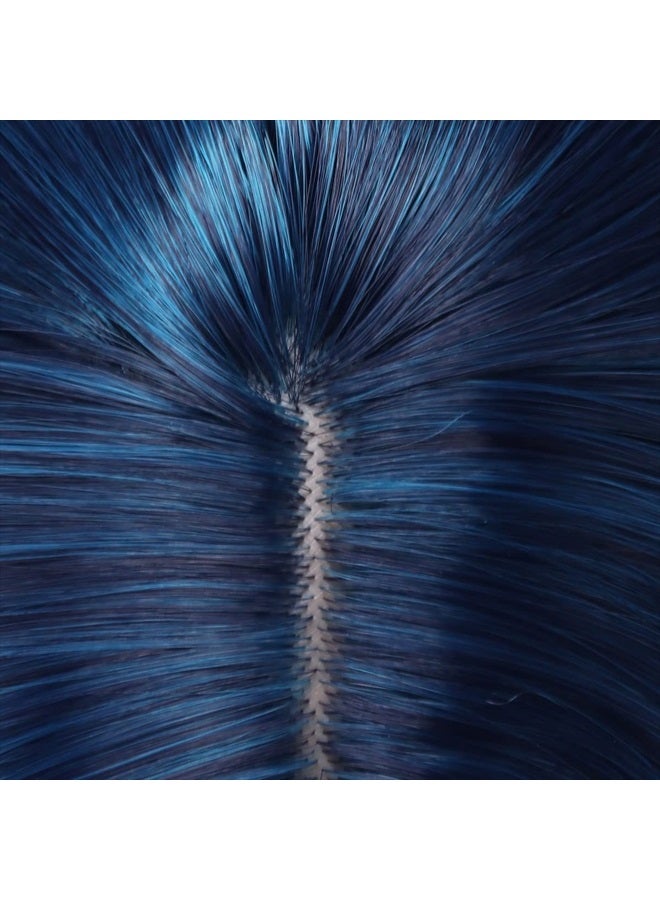 BERON Blue Wig Short Curly Wig Mix Blue Bob Wig Charming Women Girls Beach Wave Wigs Blue Wigs for Cosplay Costume Party Wig Cap Included - Image 5