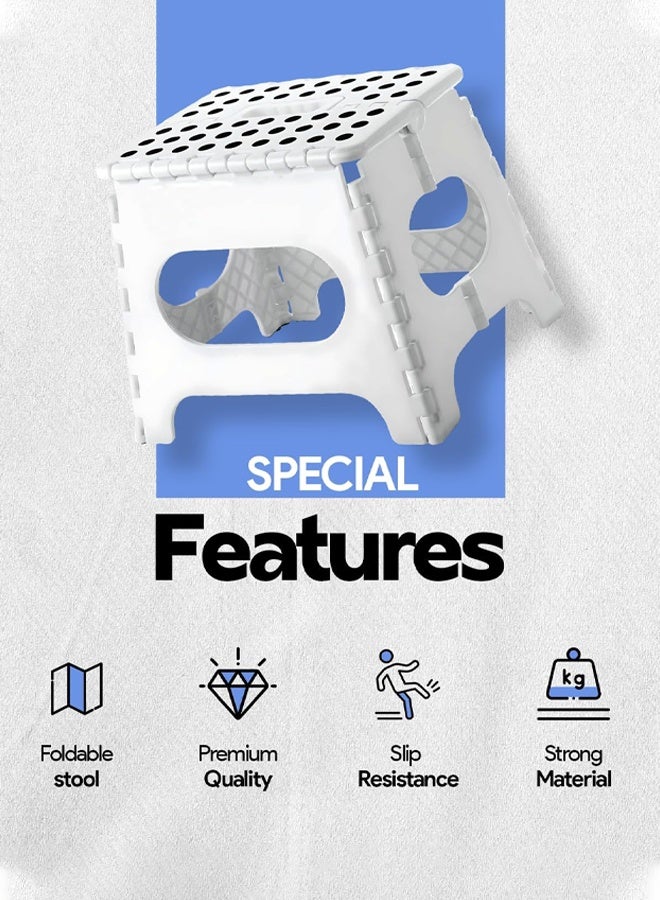 DUNISO Folding Step Stool for, Anti-Skid Foot Stools,Opens Easy with One Flip, Foldable Plastic Stool for Kitchen, Bathroom, Garden, Indoor, Stool Lightweight Outdoo (27cm H) - Image 4