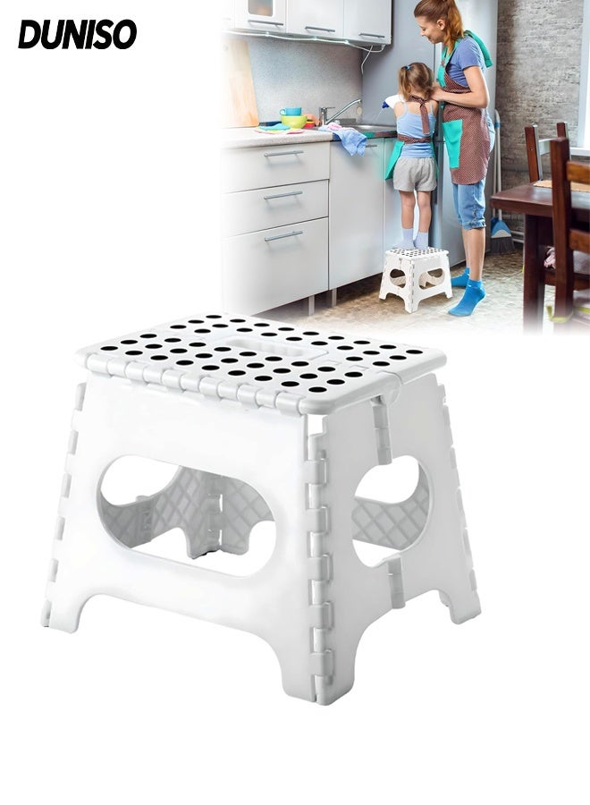 DUNISO Folding Step Stool for, Anti-Skid Foot Stools,Opens Easy with One Flip, Foldable Plastic Stool for Kitchen, Bathroom, Garden, Indoor, Stool Lightweight Outdoo (27cm H) - Image 1