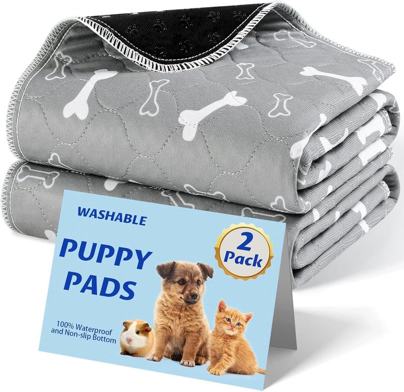 Bao dan Baodan Washable Pee Pads for Dogs, 2Pack Reusable Puppy Pads, Fast Absorbent Dog Pee Pads for Crate Pet Training Pads, Waterproof Whelping Pads for Dogs Bed Mat Crate Indoor (Grey, 18x24) - Image 1