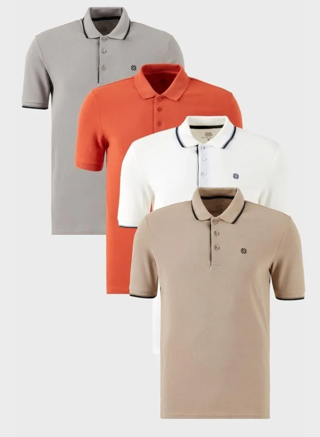 Buratti  Buratti Cotton Regular Fit Button-Down Polo Collar 4-Pack T-Shirt Men's POLO COLLAR T-SHIRT 590211827S4 for Men | Best Price UAE