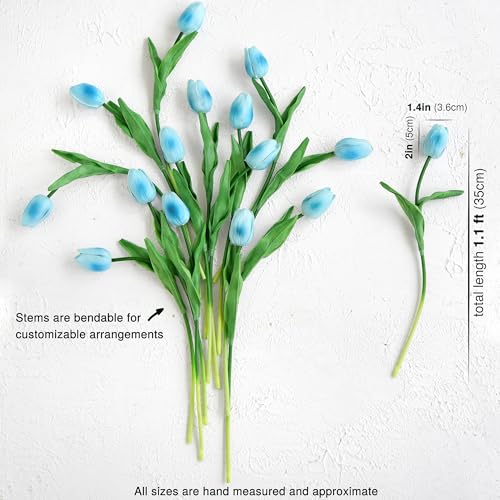 FiveSeasonStuff Real Touch Tulips Artificial Flowers – 15 Stems Faux Tulip Bouquet in Gift Box for Wedding, Home Decor, Party, Floral Arrangements (Arctic Blue) - Image 3