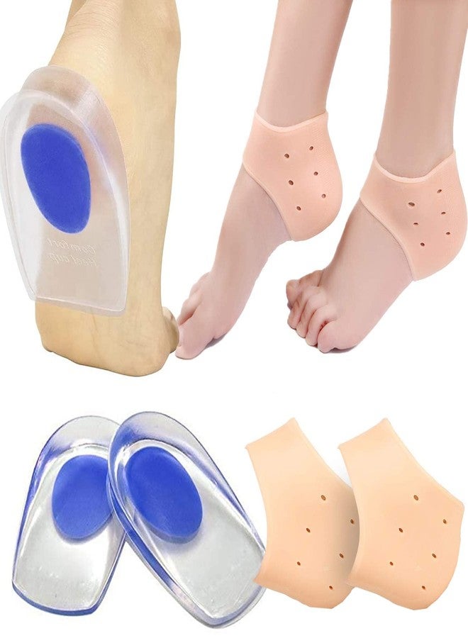 Clopic - Moisturizing Silicon gel heel pad Socks 1 Pair, Heel Protector Insole Cups 1 Pair, Pack of - 2 (1 Silicone + 1 Insole) - Image 1