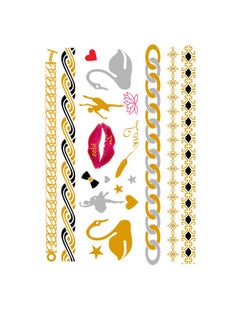 Generic 3 Sheets Metallic Gold Temporary Tattoos, Shimmer Waterproof Fake Tattoos Long Lasting Glitter Stickers  - Image 3