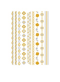 Generic 3 Sheets Metallic Gold Temporary Tattoos, Shimmer Waterproof Fake Tattoos Long Lasting Glitter Stickers  - Image 2