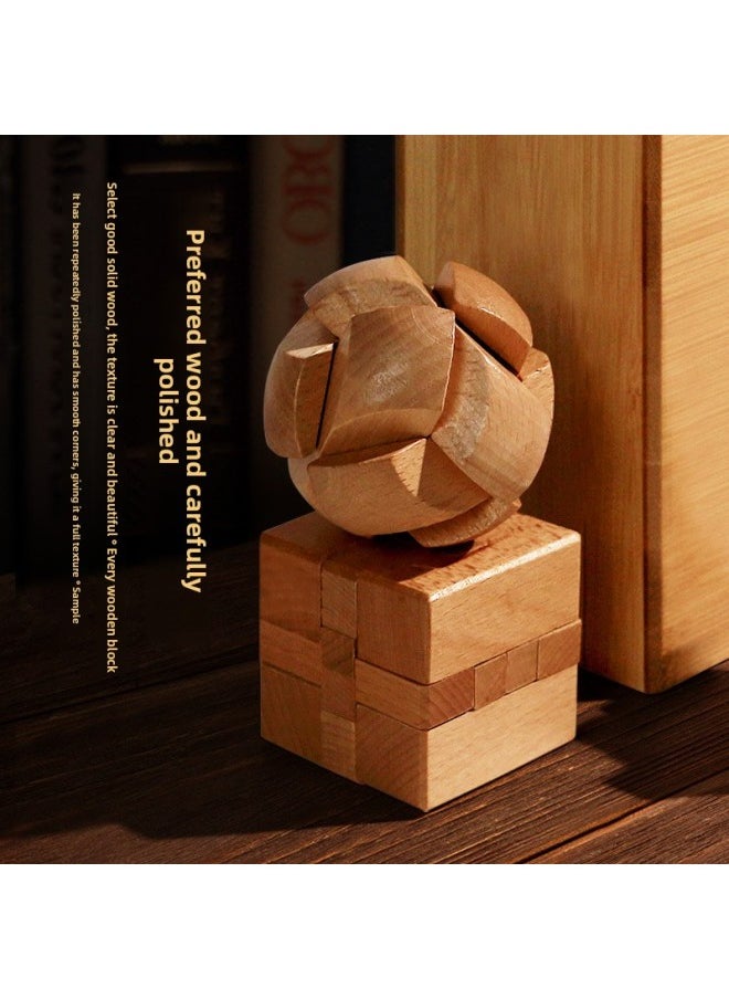 Generic - Luban Lock Kongming Lock Complete Set Of Kidsren's Toys For Primary School Students Over 10 Years Old 12 Mortise And Tenon Building Blocks Intelligence Unlocking-Color:Nine-piece Beech Wood Set B (recommended For Primary School Students) - Image 1