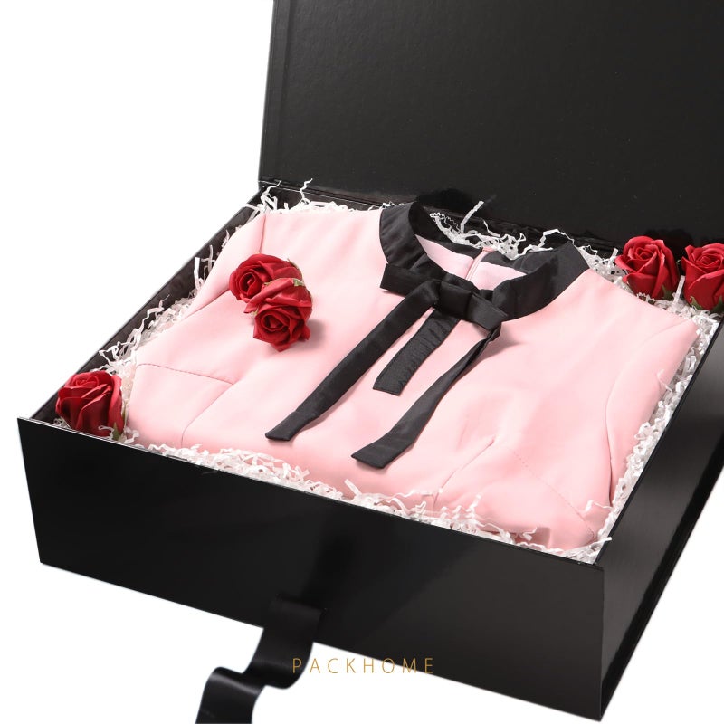 PACKHOME 17x14.5x5.5 Inches, Extra Large Gift Box with Lid, Magnetic Closure Boxes with Ribbon for Clothes and Large Gifts (Glossy Black) - Image 3