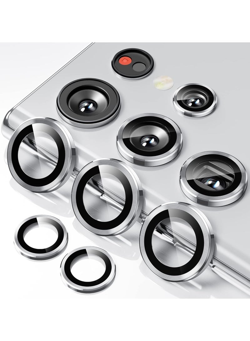 [5 in 1] Camera Lens Protector for Samsung S23 Ultra, Scratch-Resistant Ultra-Thin Tempered Glass with Aluminum Edge, Drop-Proof Alloy Camera Screen Protector for S23 Ultra (S23 Ultra, Silver)
