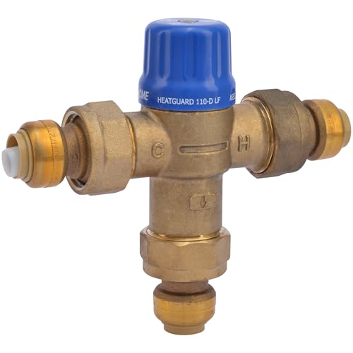 Cash Acme 1/2 Inch HG110-D Thermostatic Mixing Valve with SharkBite Union Connections, Brass Plumbing Fitting, 24504 - Image 1