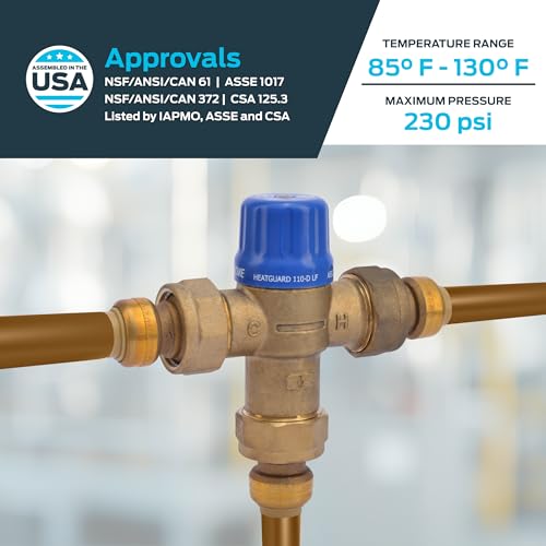 Cash Acme 1/2 Inch HG110-D Thermostatic Mixing Valve with SharkBite Union Connections, Brass Plumbing Fitting, 24504 - Image 4
