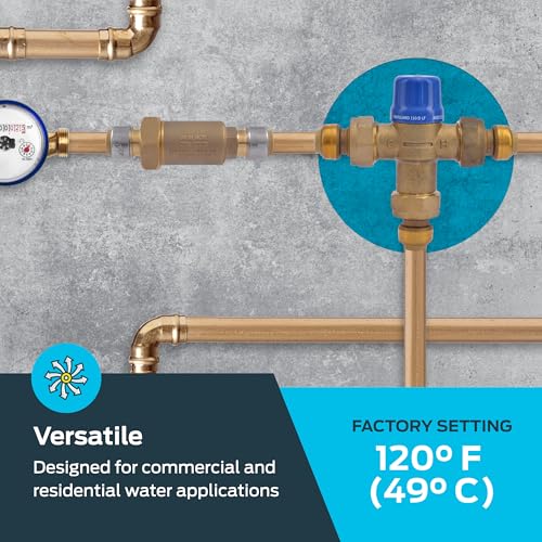 Cash Acme 1/2 Inch HG110-D Thermostatic Mixing Valve with SharkBite Union Connections, Brass Plumbing Fitting, 24504 - Image 3