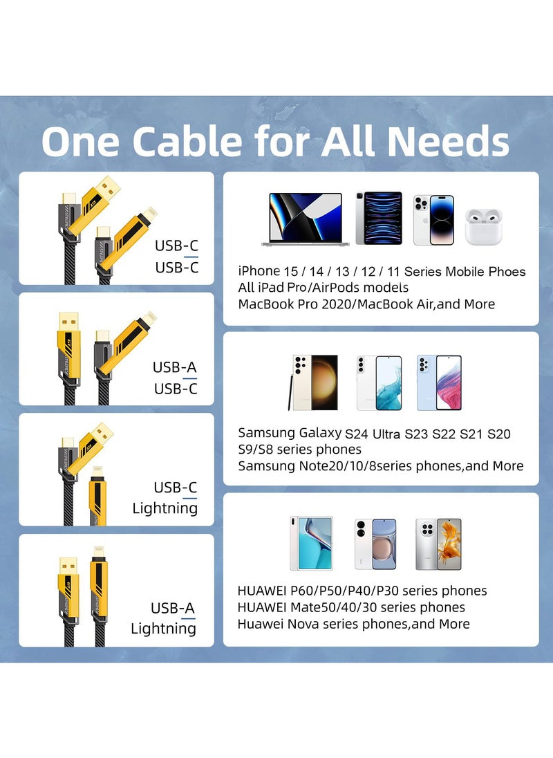 VEN-DENS - 65W Multi-function Fast USB C Charging Cable, 4-IN-1 Gold Plated 27W Type-C To Lightning Cable, Compatible with USB-C Laptops MacBook Pro, ThinkPad, Dell, iPhone Series, Samsung Phones,【1.2M】 - Image 1