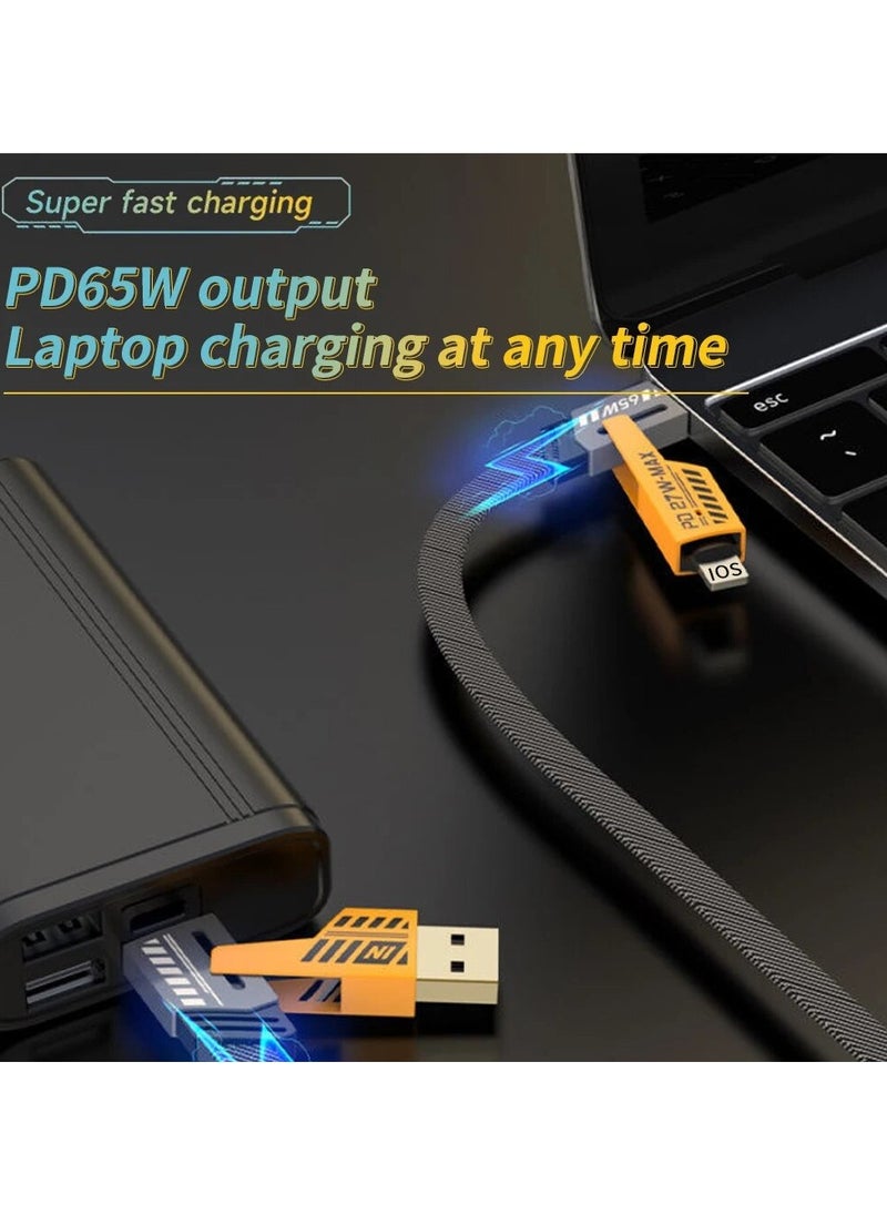 VEN-DENS - 65W Multi-function Fast USB C Charging Cable, 4-IN-1 Gold Plated 27W Type-C To Lightning Cable, Compatible with USB-C Laptops MacBook Pro, ThinkPad, Dell, iPhone Series, Samsung Phones,【1.2M】 - Image 1