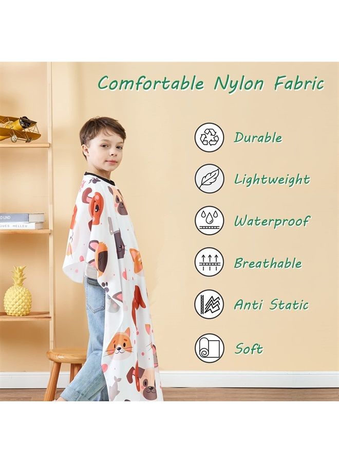 Iusmnur Barber Cape for Kids, Professional Hair Salon Cape with Adjustable Neck Strap, Shampoo Hair Cutting Cape for Salon and Home - 51 x 36 inches (Cartoon Dog & Cat Pattern) - Image 2