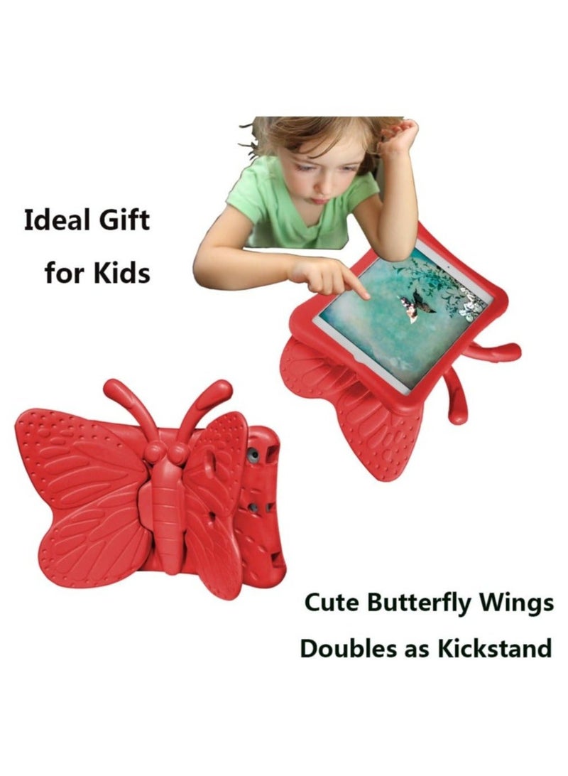راكسوم جراب iPad Mini للأطفال، جناح فراشة لطيف مزدوج كحامل خفيف الوزن مقاوم للأطفال، غطاء واقي متين من إسفنج EVA لجهاز Apple iPad Mini 1/2/3/4 - أحمر - Image 4