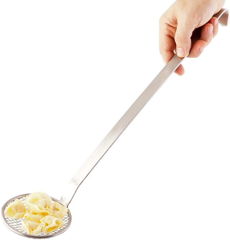 Restaurantware Restaurantware Met Lux 4 Inch Frying Skimmer 1 CorrosionResistant Wire Skimmer  Mesh Scoop Long Handle Stainless Steel Deep Fryer Ladle Durable For Catching Food And Releasing Oil  - Image 1