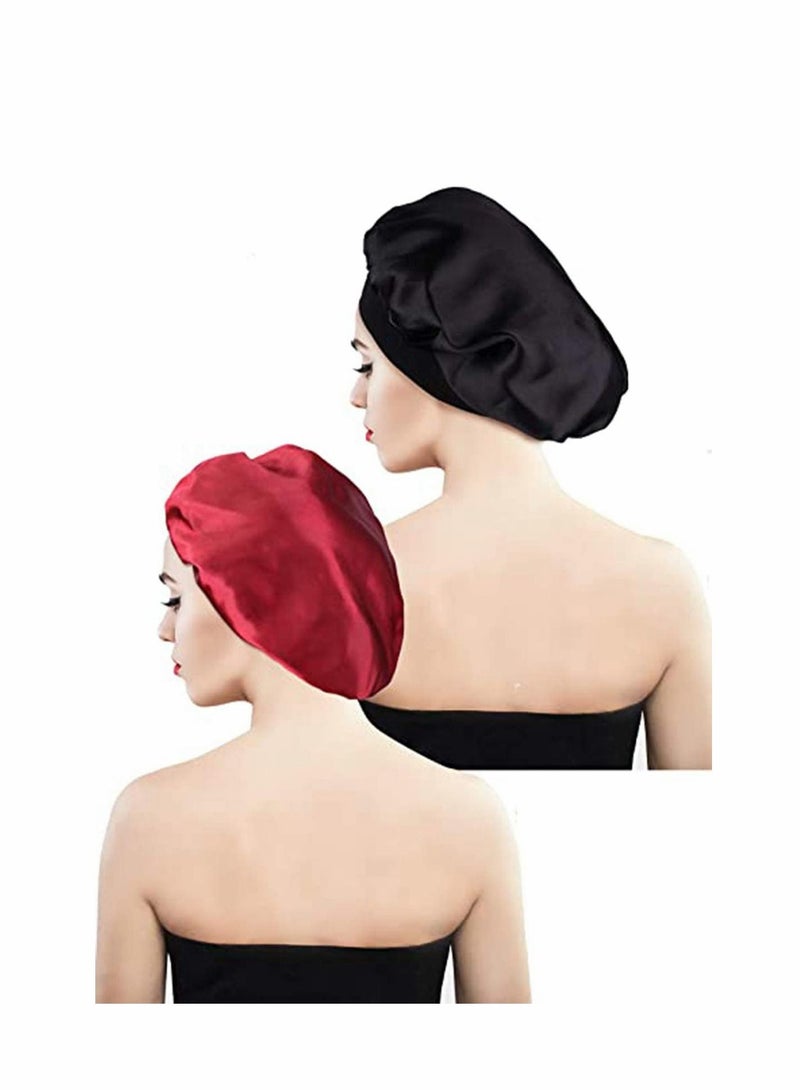 Y&D 2 Pieces Soft Satin Head Scarf Sleeping Cap Bonnet Headwear Cover Turbans for Women  - Image 3