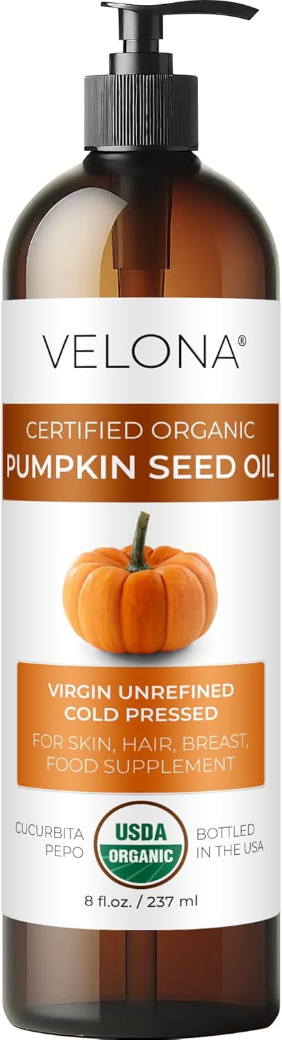 velona Pumpkin Seed Oil USDA Certified Organic  8 fl oz  100 Pure and Natural Carrier Oil  Unrefined Cold Pressed