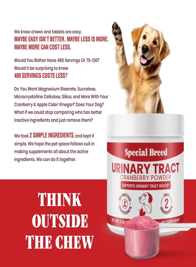 Special Breed Cranberry for Dogs - 480 Scoops UTI Treatment Powder - Urinary Tract Health Supplement - Bladder Support, Dog UTI, Bladder Stones, Incontinence Support - Image 4