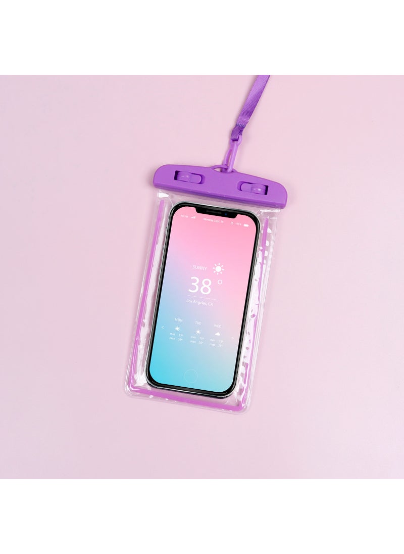 Generic Luminous Waterproof Phone Bag for Swimming Purple regular lanyard
