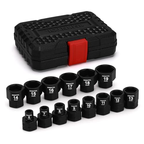 EMENTOL 14PCS 38 Drive Low Profile Nano Impact Socket Set 38Inch Drive stubby sockets Metric 6mm19mm CRMO - Image 1