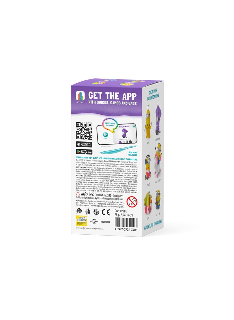 HEY CLAY Minions Evil Minion Colourful modelling air-dry clay, 5 cans with fun interactive app for kids 3 years + - Image 2