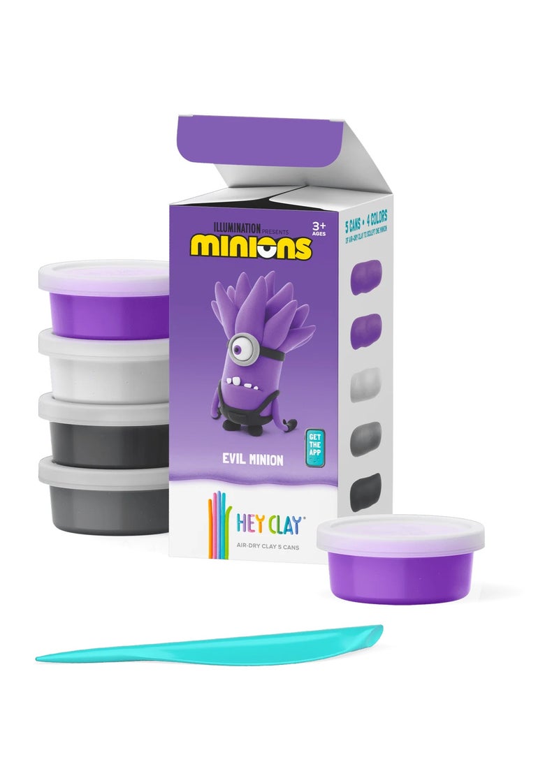 HEY CLAY Minions Evil Minion Colourful modelling air-dry clay, 5 cans with fun interactive app for kids 3 years + - Image 4
