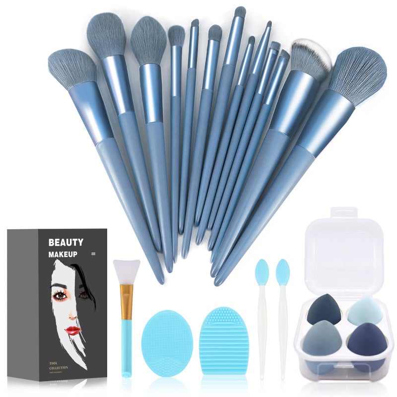 Koccido Makeup Brushes 22 Pcs Makeup KitFoundation Brush Eyeshadow Brush Make up Brushes Set Blue 22 Piece Set Large