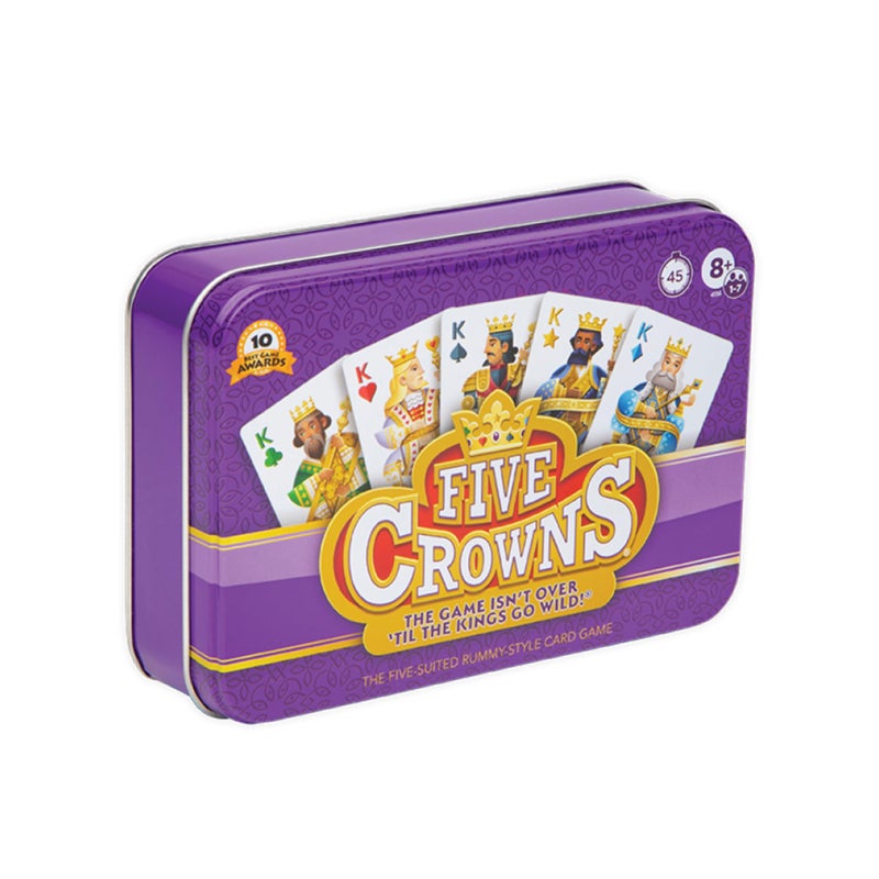 PlayMonster Five Crowns Collectible Tin â€“ Card Game for Kids and Adults, Family Game Night, The Game isnâ€™t Over Until the Kings Go Wild!, 5 Suited Rummy Style Card Game, 1-7 Players, Ages 8+ - Image 1