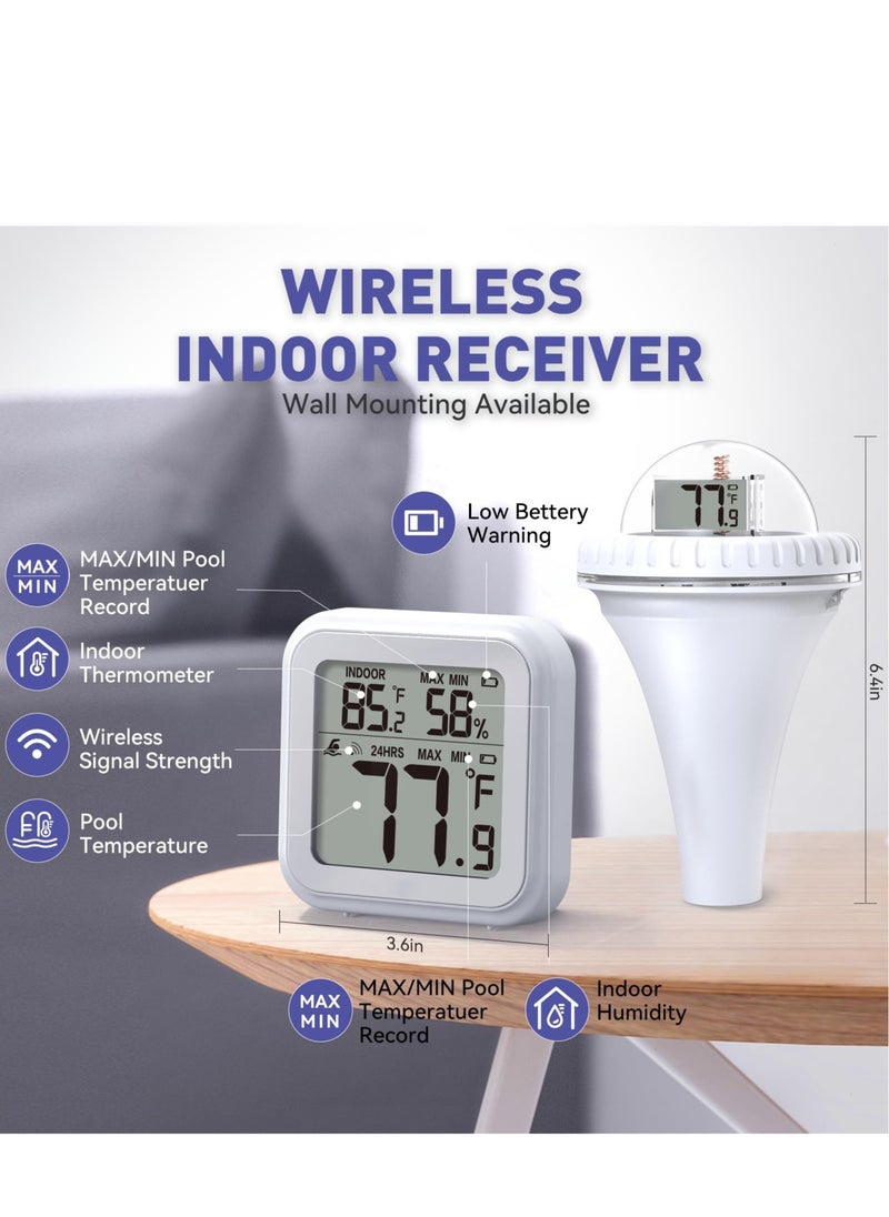 Excefore - Pool Thermometer Wireless, Digital Pool Thermometer Floating with Remote Temperature Receiver for Outdoor, Indoor Swimming Pools - Image 1