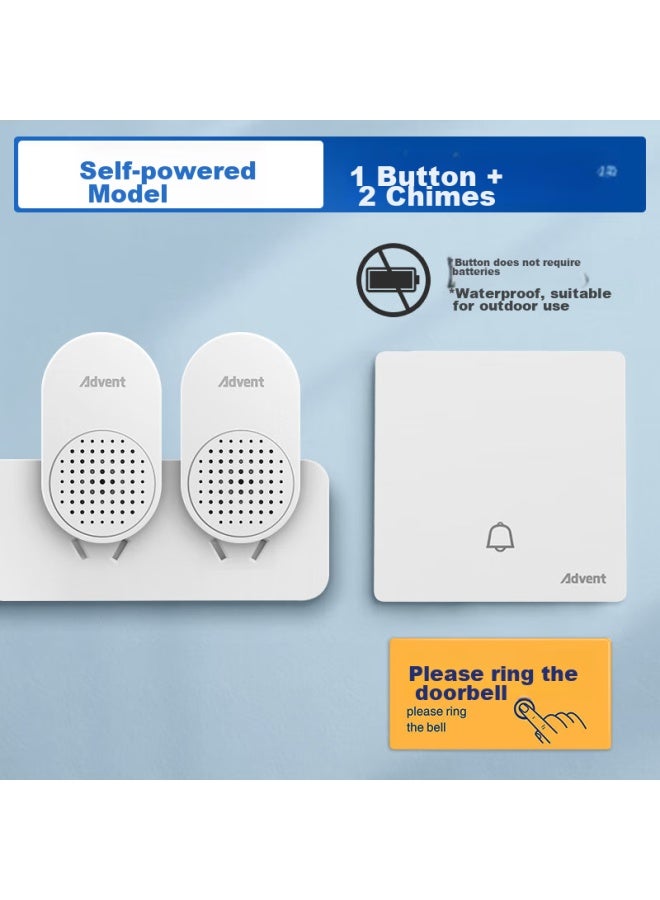 Advent Doorbell, No Battery Required, Self-powered, Wireless, Waterproof, Home Call Button, Fh861-313 Two-way - Image 1