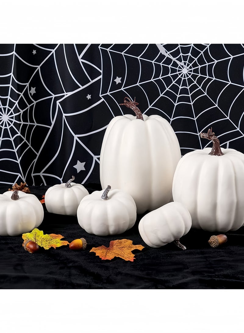 GGEROU 7Pcs Artificial Pumpkins Autumn Decoration White Pumpkin for Thanksgiving Autumn Harvest Halloween Christmas - Image 2