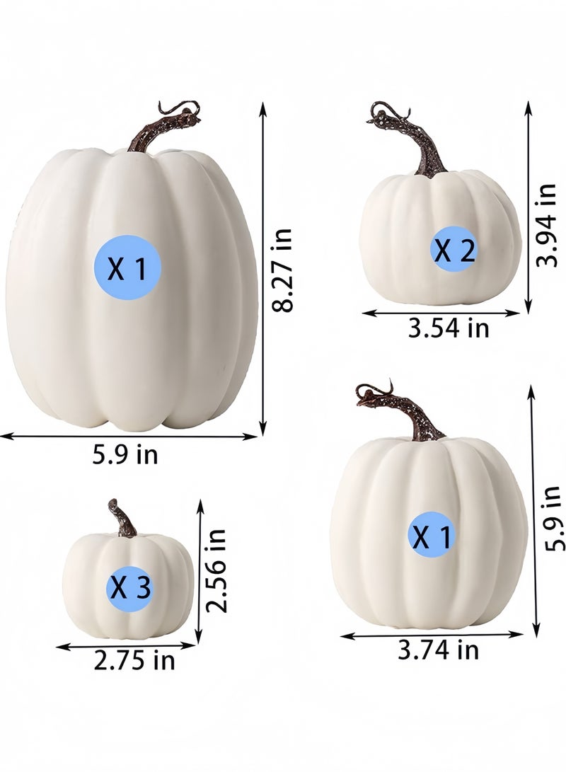 GGEROU 7Pcs Artificial Pumpkins Autumn Decoration White Pumpkin for Thanksgiving Autumn Harvest Halloween Christmas - Image 3