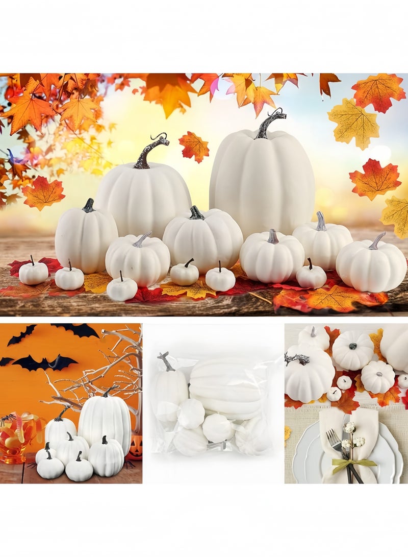 GGEROU 7Pcs Artificial Pumpkins Autumn Decoration White Pumpkin for Thanksgiving Autumn Harvest Halloween Christmas - Image 5