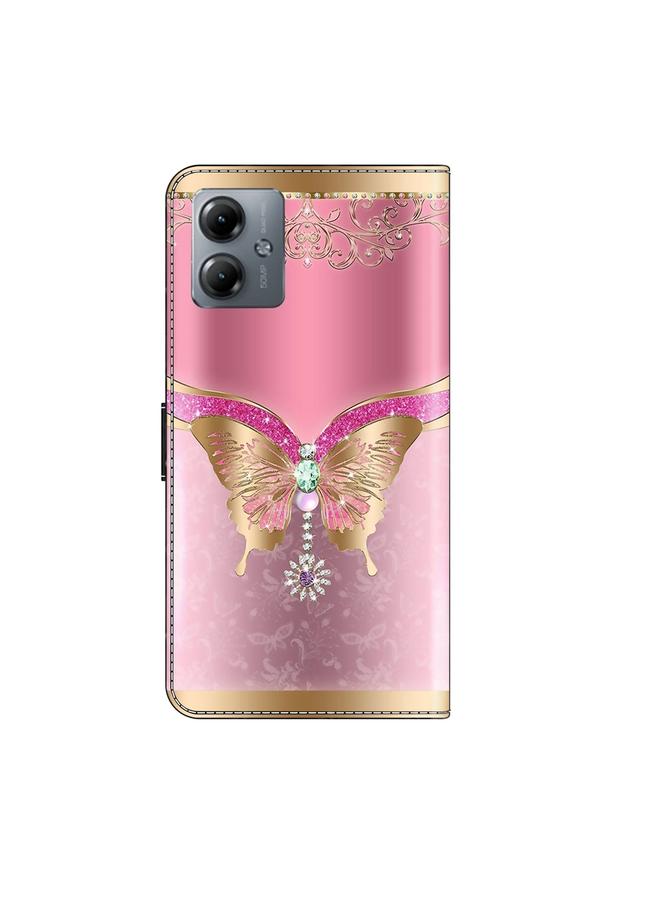 اس-توب جراب لهاتف Motorola Moto G14 مصنوع من الجلد المقاوم للصدمات بتصميم كريستالي ثلاثي الأبعاد - Image 3