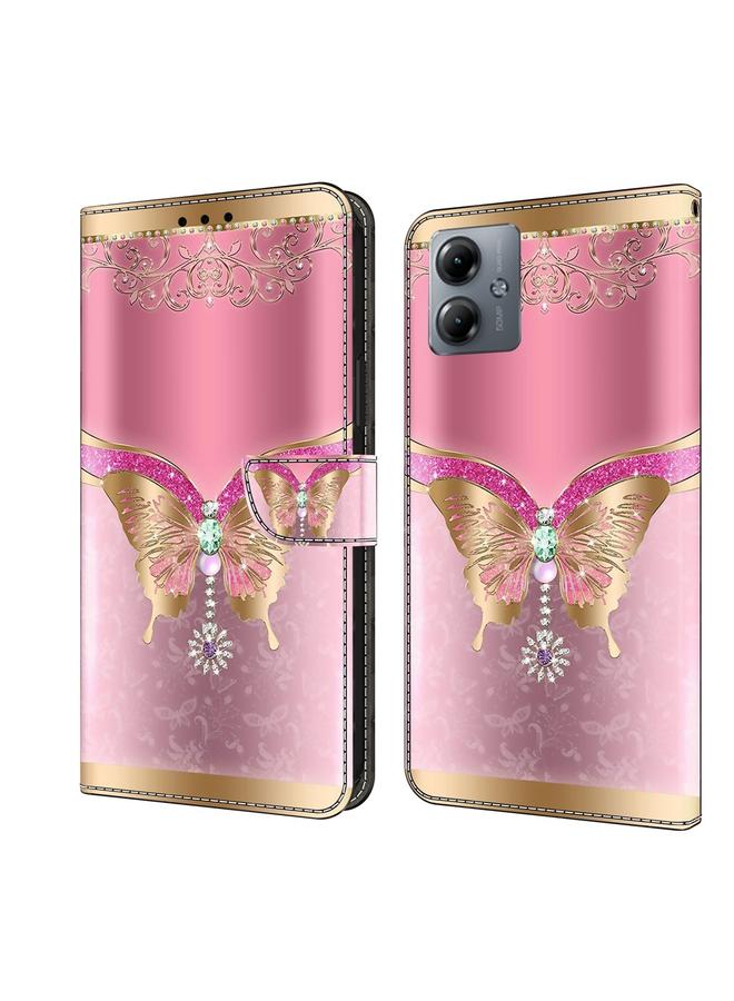 اس-توب جراب لهاتف Motorola Moto G14 مصنوع من الجلد المقاوم للصدمات بتصميم كريستالي ثلاثي الأبعاد - Image 1