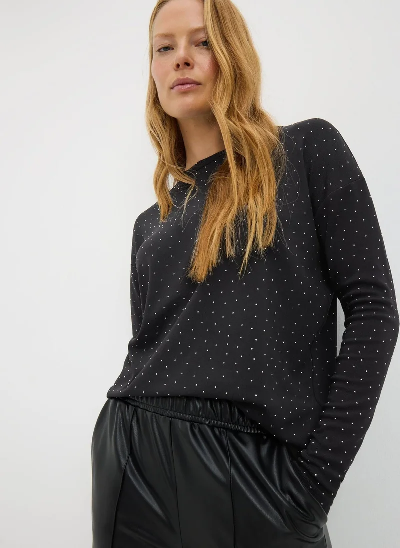 ماتلان بلوزة طويلة مزينة باللون الأسود