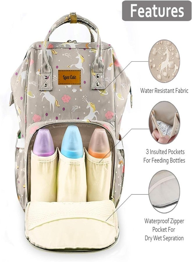 Laee cute baby Diaper Bag for Mothers | Spacious Waterproof Backpack with Multiple Pockets to Easily Organise Baby Essentials, Various Sized Pockets (grye) - Image 2