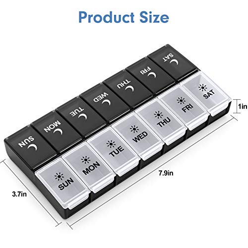 Aigret Future 7 Day Pill Organizer 2 Times a Day, Large Weekly AM PM Pill Box, Day Night Medicine Organizer, Pill Case Twice A Day, Pill Container - Image 4