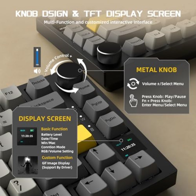 75 ANSI mechanical keyboard for PC and MAC with aluminum alloy frame, grey color, 5-layer sound dampening foam and hot-swap linear switches - Image 3