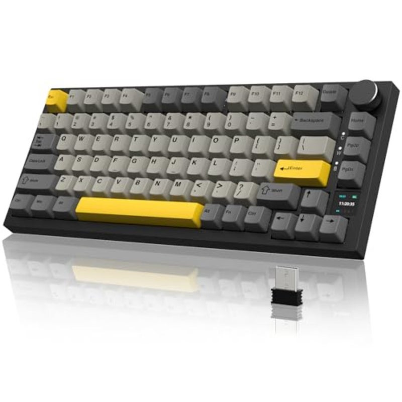 75 ANSI mechanical keyboard for PC and MAC with aluminum alloy frame, grey color, 5-layer sound dampening foam and hot-swap linear switches - Image 1