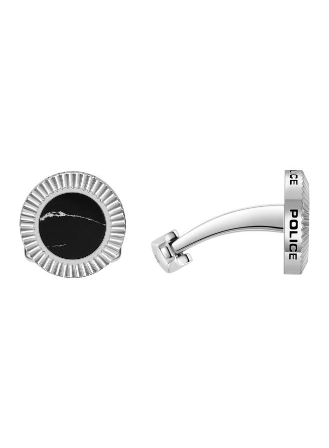 POLICE Ray Stainless Steel Cufflinks For Men with Black Agate  - Image 1