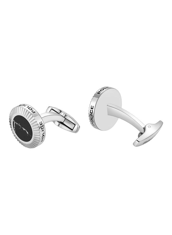 POLICE Ray Stainless Steel Cufflinks For Men with Black Agate  - Image 3