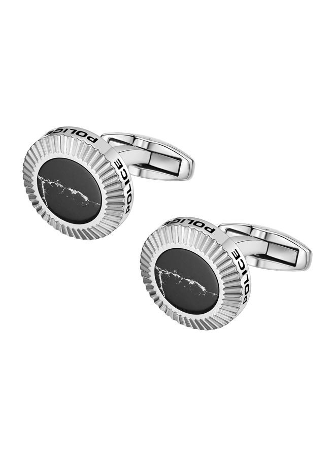 POLICE Ray Stainless Steel Cufflinks For Men with Black Agate  - Image 2