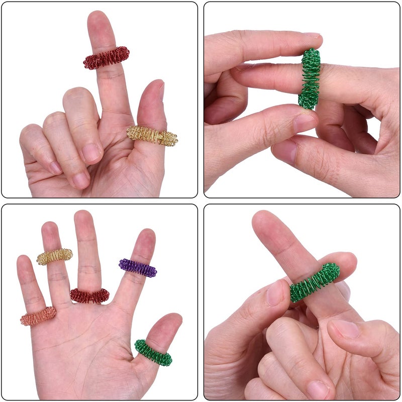 Wisdompro 16 Pack Spiky Sensory Finger Rings, Stress Relief Fidget Ring for Teens and Adults - 8 Colors - Image 3