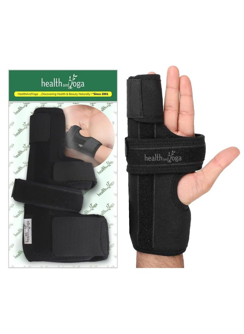 HealthAndYoga GuardNHeal Boxer Finger Splint (M) -Ulnar Gutter Contraption with Straps & Aluminium Strip- Protects & Immobilizes 4th & 5th Fingers- For Fracture, Sprain - Fits Both Left & Right Hands - Image 1
